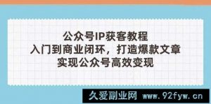 （14486期）公众号IP获客教程(第3期)，从入门到商业闭环，打造爆款文章，实现公众…-就爱副业网