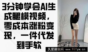 （14537期）3分钟学会AI生成腿模视频，零成本涨粉变现，一件代发到手软-就爱副业网