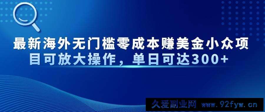 图片[1]-（14542期）最新海外无门槛零成本赚美金小众项目可放大操作，单日可达300+-就爱副业网