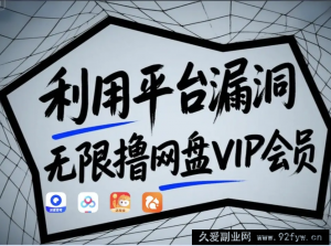 利用平台漏洞，无限撸网盘VIP会员，用户亲测有效！【漏洞原理+操作演示】-就爱副业网