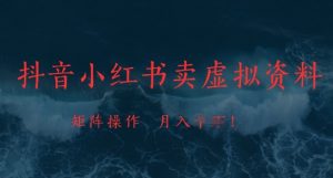 抖音小红书卖虚拟资料，市场需求一直存在，矩阵操作，月入1w+-就爱副业网