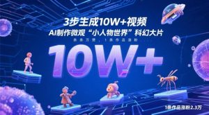 3步生成10W+视频，AI制作微观“小人物世界”科幻大片，条条万赞，1条作品涨粉2.3W-就爱副业网