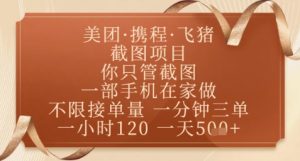 飞猪美团截图项目，你只管截图，一部手机在家做，正规平台无套路，一天5张+【揭秘】-就爱副业网