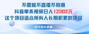 不露脸不直播不拍摄抖音单条视频日入1k+这个项目适合所有人长期积累的项目-就爱副业网