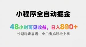 小程序全自动掘金，48小时可见收益，日入8张+长期稳定靠谱，小白宝妈轻松上手【揭秘】-就爱副业网