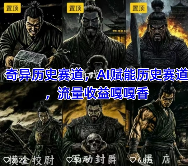 久爱副业网,网赚项目,网赚论坛博客网分享抖音奇异历史赛道，AI赋能历史赛道，流量收益嘎嘎香，狂撸伙伴计划