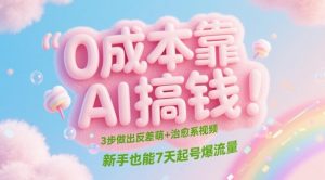 0成本靠AI搞钱！3步做出反差萌+治愈系视频，新手也能7天起号爆流量-就爱副业网