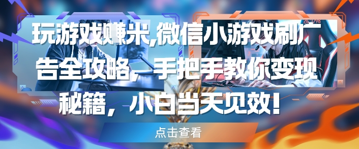 久爱副业网,网赚项目,网赚论坛博客网分享玩游戏挣米，微信小游戏刷广告全攻略，手把手教你变现秘籍，小白当天见效