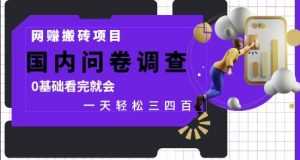 网创搬砖项目，国内问卷调查，0基础看完就会 一天轻松三四张，靠谱副业干就完了【揭秘】-就爱副业网
