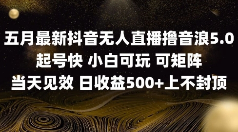 久爱副业网,网赚项目,网赚论坛博客网分享2025五月最新无人直播撸音浪单日产出5张+实操教程【揭秘】