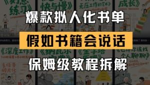 最新爆款拟人化书单玩法，假如书籍会说话，保姆级教程-就爱副业网