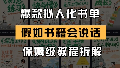 久爱副业网,网赚项目,网赚论坛博客网分享最新爆款拟人化书单玩法，假如书籍会说话，保姆级教程