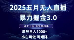 2025五月无人直播暴力掘金3.0，当天上手，当天拿结果，单号日入1k+小白可做可矩阵【揭秘】-就爱副业网