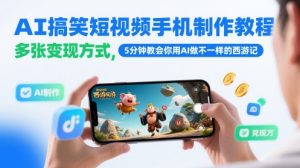 AI搞笑短视频手机制作教程，多张变现方式，5分钟教会你用AI做不一样的西游记-就爱副业网