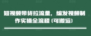 短视频带货拉流量，编发视频制作实操全流程(可搬运)-就爱副业网
