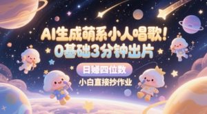AI生成萌系小人唱歌，0基础3分钟出片，28个作品涨粉8.9W，单条最高19W赞，日入四位数，小白直接抄作业-就爱副业网