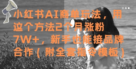 久爱副业网,网赚项目,网赚论坛博客网分享小红书AI商单玩法，用这个方法2个月涨粉7W+，新手也能接品牌合作(附全套指令模板)