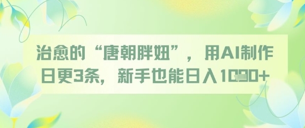 久爱副业网,网赚项目,网赚论坛博客网分享治愈的“唐朝胖妞”，用AI制作日更3条，新手也能日入多张