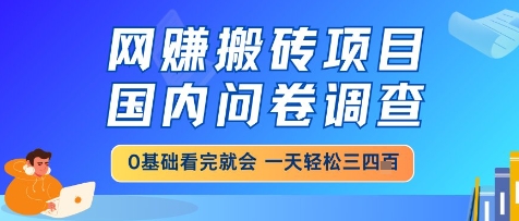 久爱副业网,网赚项目,网赚论坛博客网分享网创搬砖项目，国内问卷调查，小白轻松上手，一天三四张的也不难，干就完了【揭秘】