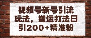 视频号新号引流玩法，搬运打法日引200+精准粉，可矩阵放大【揭秘】-就爱副业网