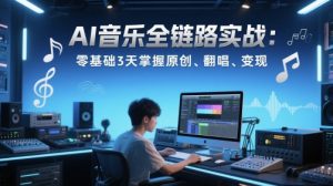 AI音乐全链路实战变现课：零基础3天掌握原创、翻唱、变现-就爱副业网