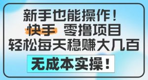 新手也能操作，快手零撸挣米，轻松每天挣2-5张，完全无成本-就爱副业网