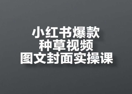 久爱副业网,网赚项目,网赚论坛博客网分享小红书爆款种草视频图文封面实操课，​开店、选品、引流、变现全流程