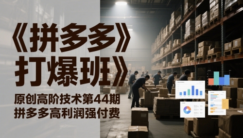 久爱副业网,网赚项目,网赚论坛博客网分享《拼多多打爆班》原创高阶技术第44期，拼多多高利润强付费