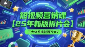 短视频营销课【25年新版拆片会】三大体系成就百万大V，包含正课、拆片会、手把手教学直播课等-就爱副业网