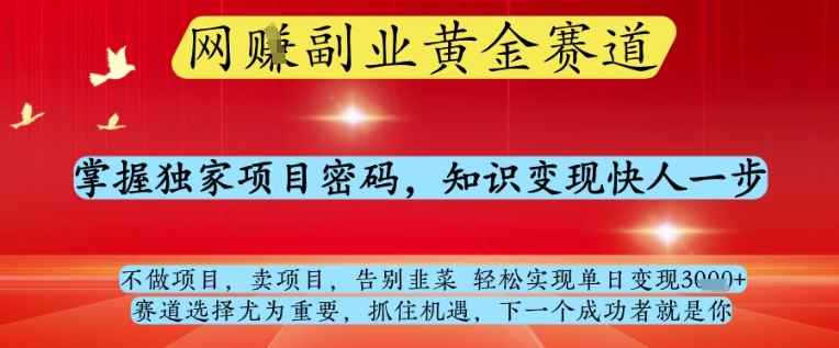 久爱副业网,网赚项目,网赚论坛博客网分享网创副业黄全赛道，掌握独家项目密码，知识变现快人一步，告别韭菜轻松实现单日变现1k+【揭秘】