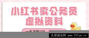 （14627期）小红书卖公务员虚拟资料，一单净赚100，日入1000+-就爱副业网