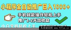 （14629期）2025年最新风口，小程序自动推广，，稳定日入1000+，小白轻松上手-就爱副业网