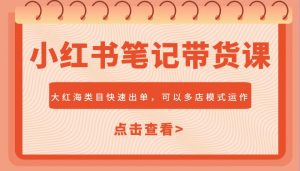 小红书笔记带货课，大红海类目快速出单，市场大，可以多店模式运作-就爱副业网