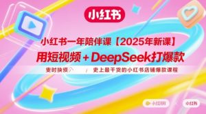 小红书一年陪伴课【2025年新课】，用短视频+deepSeek打爆款，史上最干货的小红书店铺-就爱副业网