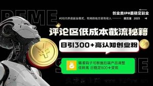 （14779期）高效引流策略：评论区巧妙运用钩子，实现日吸粉300+，稳定增长创业社群-就爱副业网