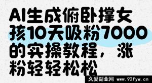 AI 打造俯卧撑女孩，10 日吸粉 7000 实战教程，涨粉易如反掌-就爱副业网