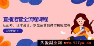 （14882 期）直播运营全流程课程-6 月更新：从账号搭建、话术优化、罗盘运营至微付费推广等-就爱副业网