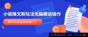 （14891 期）小说推文新路径，无脑搬运技巧，单号日收益轻松达千！-就爱副业网