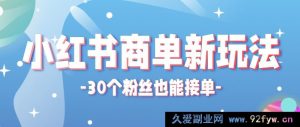 小红书商单新技巧，30 粉也可接单，一月接三单赚超 150！新手小白轻松操作-就爱副业网