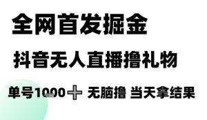 全网首发掘金抖音无人直播撸礼物，单号1k +无脑撸，当天拿结果【揭秘】-就爱副业网