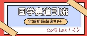 小红书某音国学赛道引流获客 自热矩阵日引200+【揭秘】-就爱副业网
