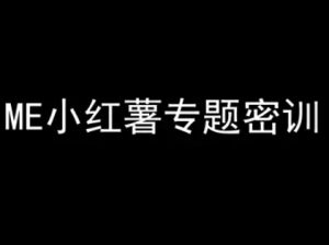 ME小红薯专题密训-小红书电商教程-就爱副业网