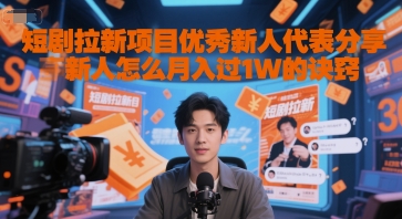 久爱副业网,网赚项目,网赚论坛博客网分享短剧拉新项目优秀新人代表分享新人怎么月入过1W的诀窍
