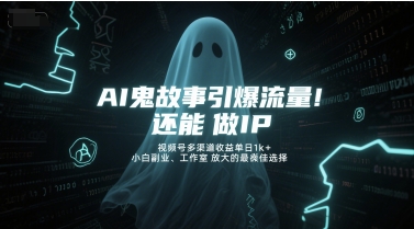 久爱副业网,网赚项目,网赚论坛博客网分享AI鬼故事引爆流量，还能做IP，视频号多渠道收益单日1k+，小白副业、工作室放大的最佳选择