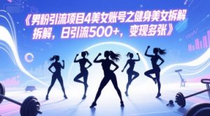 男粉引流项目4美女账号之健身美女拆解，日引流500+，变现多张-就爱副业网