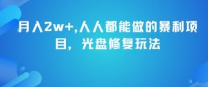 月入2w+，人人都能做的暴利项目，光盘修复玩法-就爱副业网