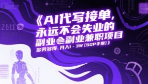 AI代写接单，永远不会失业的副业兼职项目，多劳多得，月入1-3W【SOP手册】-就爱副业网