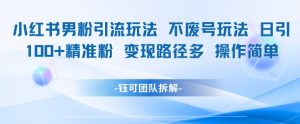 小红书男粉引流玩法不废号玩法日引100男粉变现路径多操作简单-就爱副业网