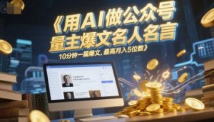 用AI做公众号流量主爆文名人名言，10分钟一篇爆文，最高月入5位数-就爱副业网