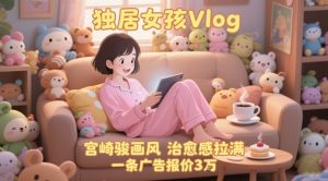 单个账号涨粉71W！用AI制作独居女孩Vlog，宫崎骏画风，治愈感拉满，一条广告报价3W-就爱副业网